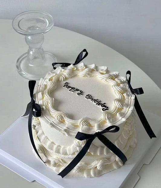 Minimalist White Ballet Ribbon Cake