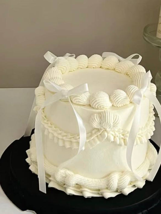 Full White Minimalist Ballet Ribbon Cake