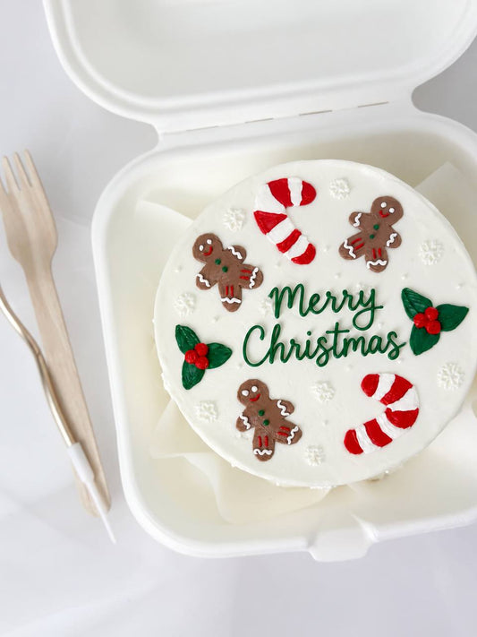Gingerbread x Candy Cane Bento Christmas Cake