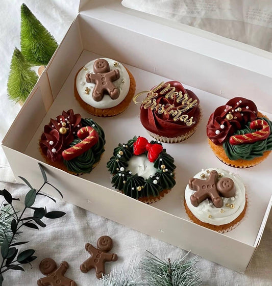 Christmas Gingerbread Cupcakes Set (Box of 6)