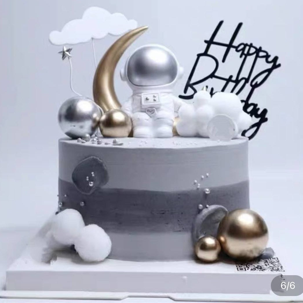 Grey Space Astronaut Cake