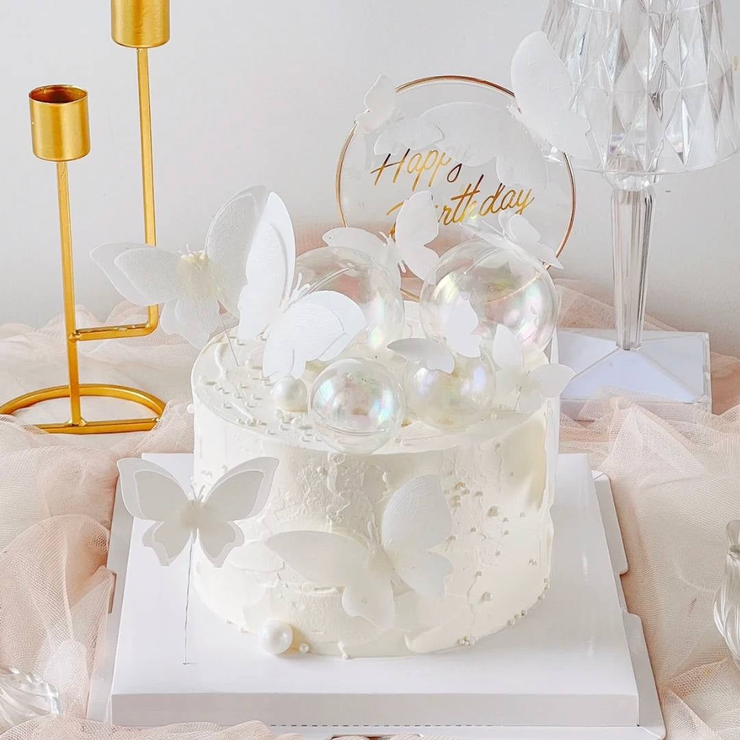 White Dreamy Butterflies Cake