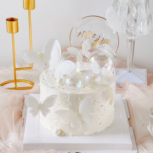 White Dreamy Butterflies Cake