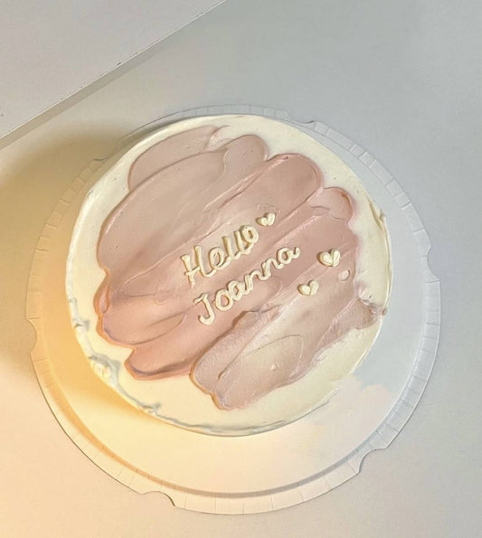 Beige Abstract Stroke Korean Cake