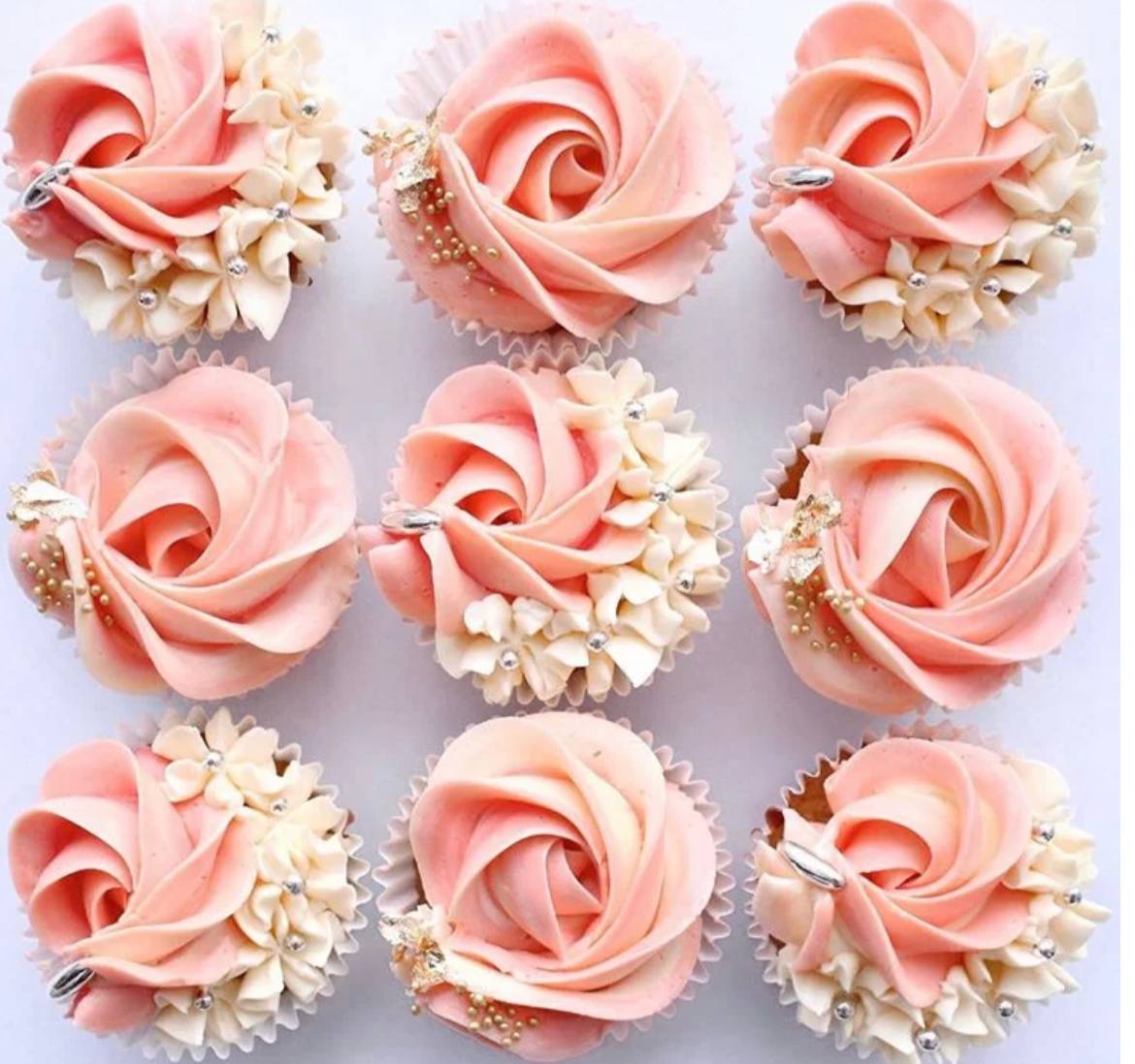 Pink And White Flower Cupcakes