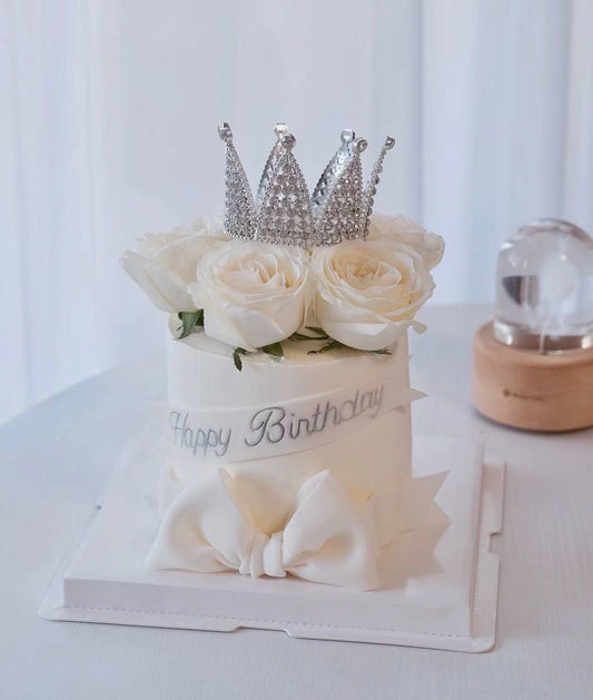 White Floral Crown Cake in Singapore