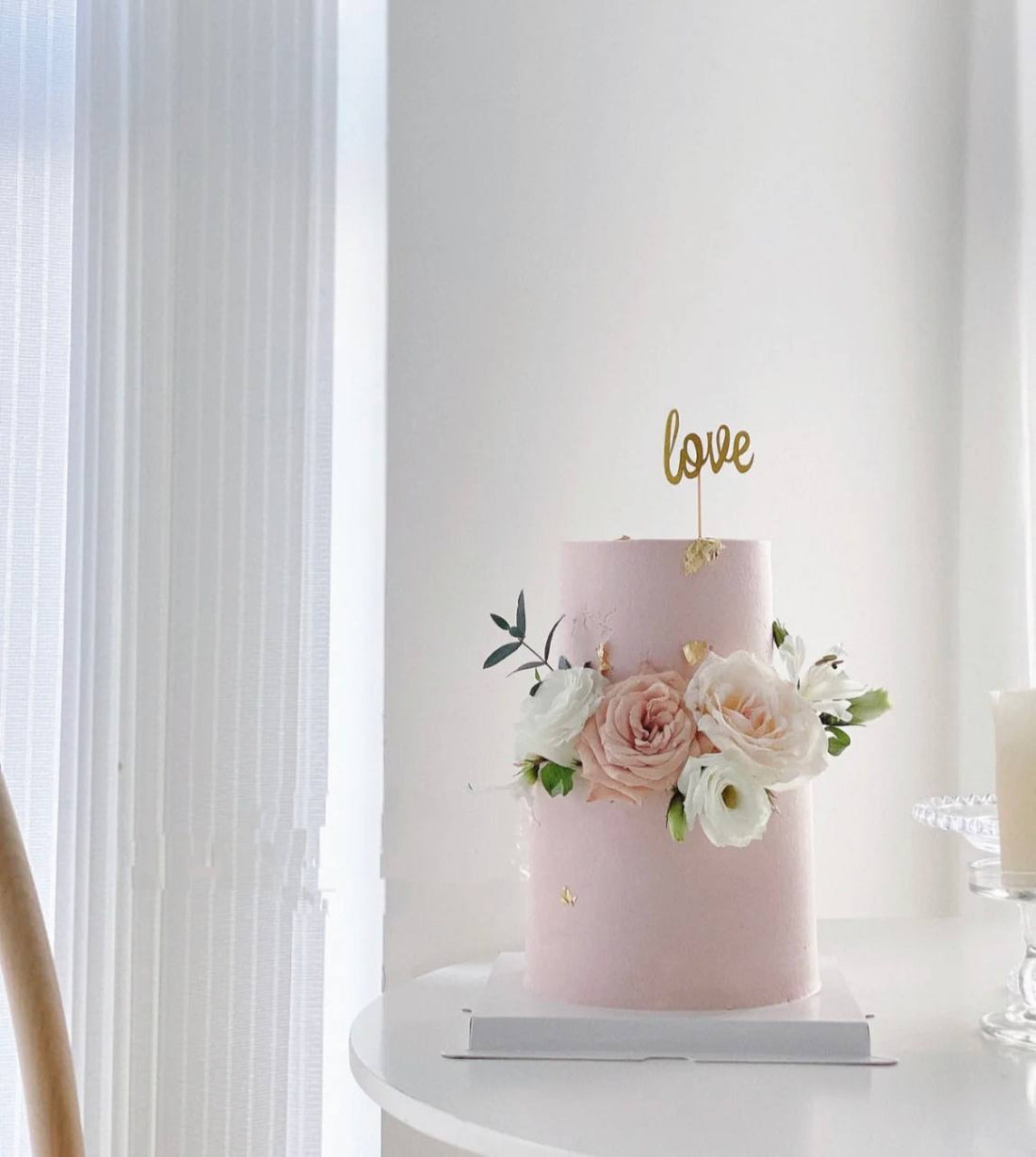 Wedding Pink Floral Cake Two Tier