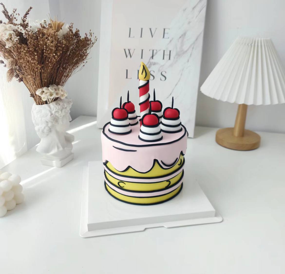 [2D Comic Cake] Colourful Confetti Candle Cake