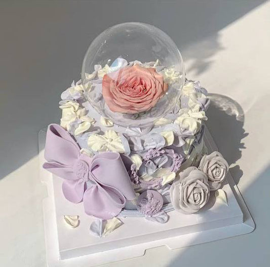 Lavender Purple Ribbon x Globe Dreams Cake