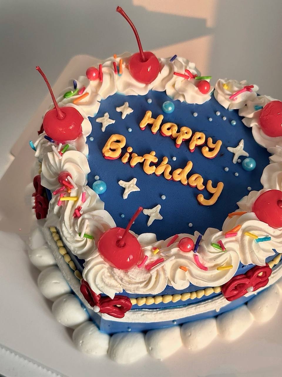 [Heart Shape] Navy Blue Vintage Korean Cake