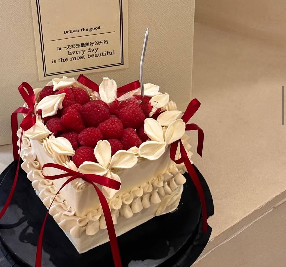 Sweet Raspberry Cake (Heart Shape)