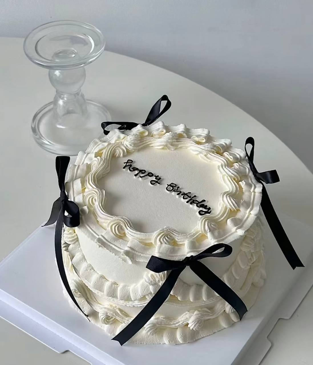 Minimalist White Ballet Ribbon Cake