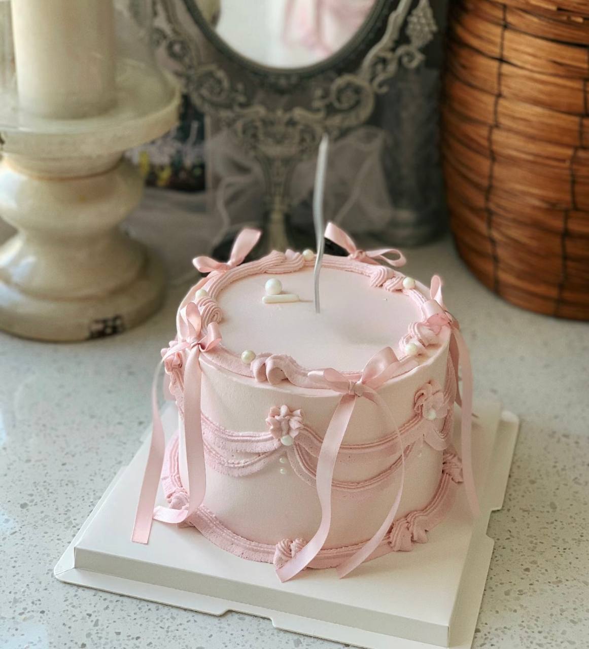 Light Pink Ballet Ribbon Cake