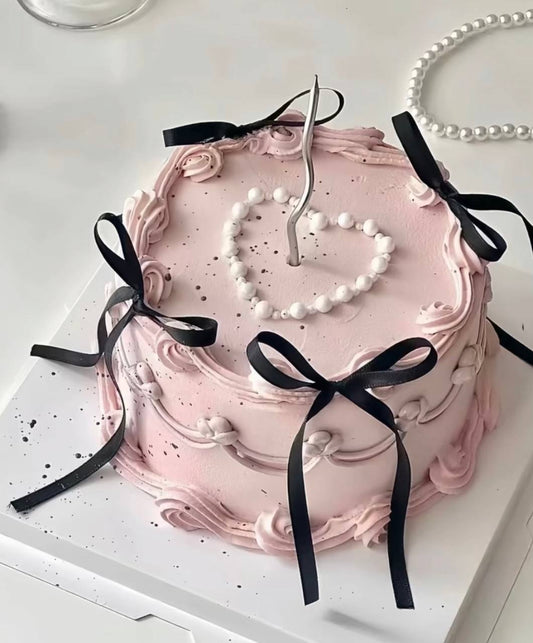 Pearl Heart Ballet Ribbon Cake
