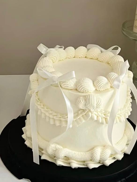 Full White Minimalist Ballet Ribbon Cake