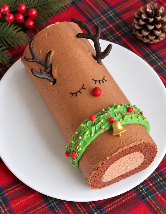 Reindeer Christmas Log Cake