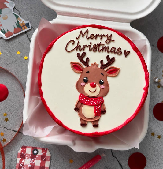 Cute Reindeer Christmas Bento Cake