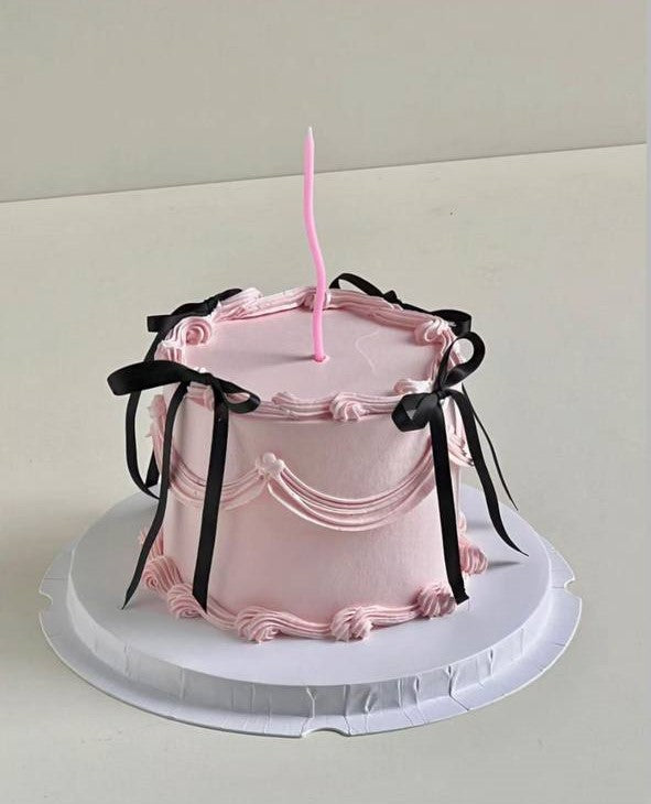 Pink Cake With Ribbon Pink Ribbon Vintage Cake | Best Cake In Singapore | Cake Delivery