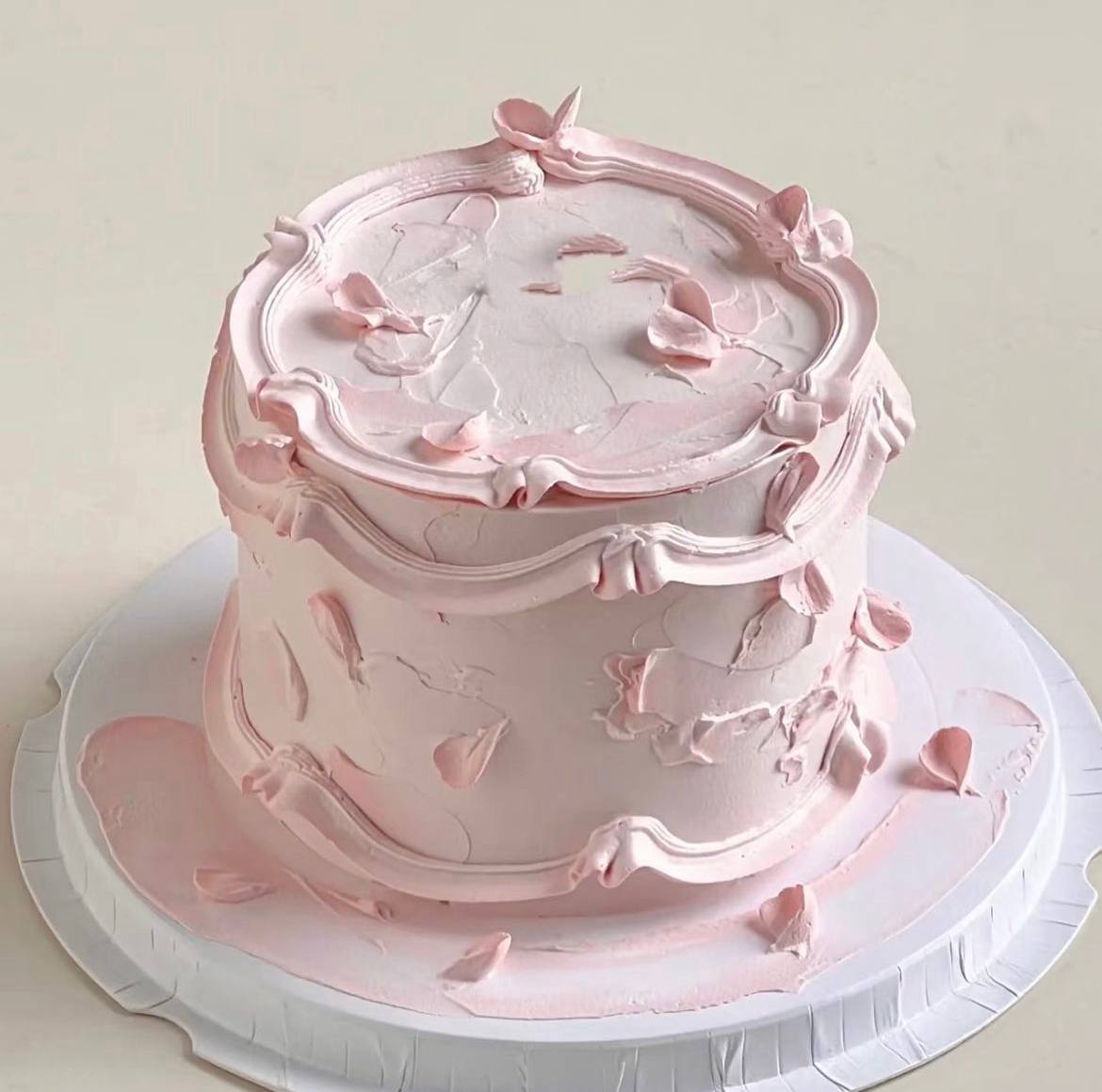 Pink Vintage Floral Petal Cake | Best Cake in Singapore