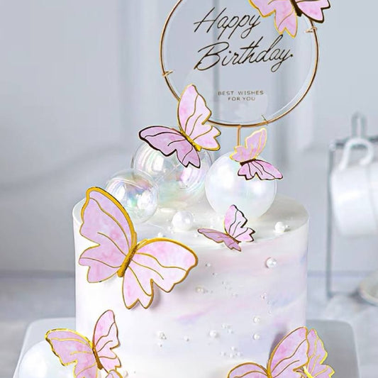 Sweet Pink Butterflies Cake