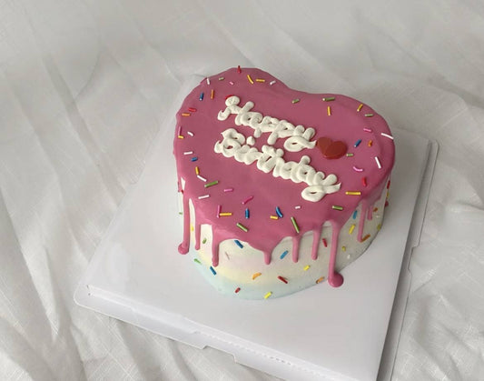 Pink Love Drips Korean Cake