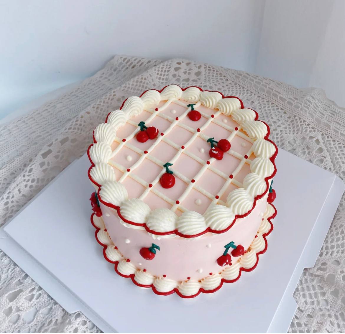 Pink Cherries Korean Cake