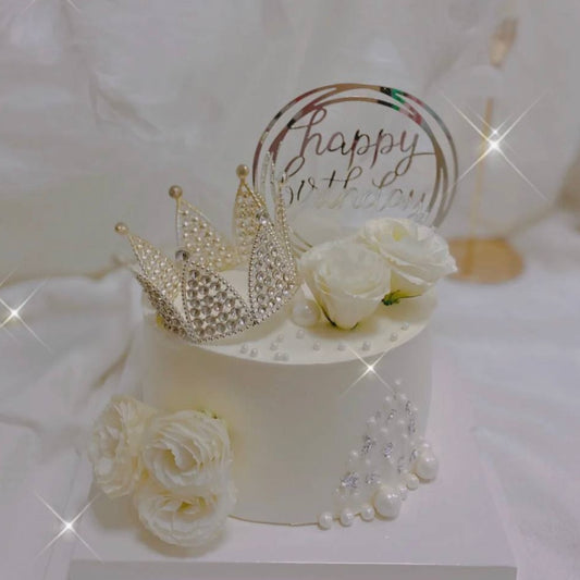 Silver Crown x Flower Elegant Cake