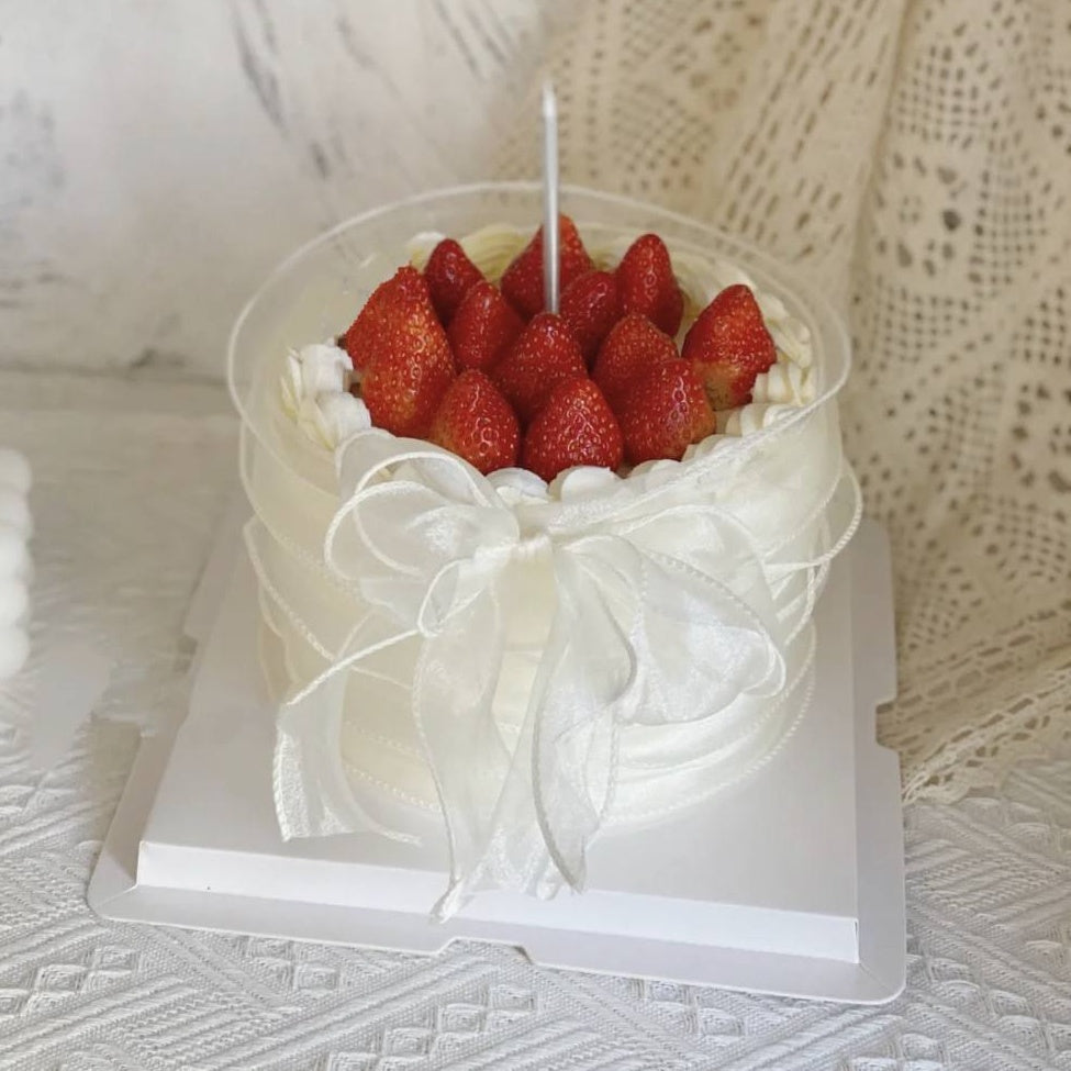 White Ribbon Strawberry Cake