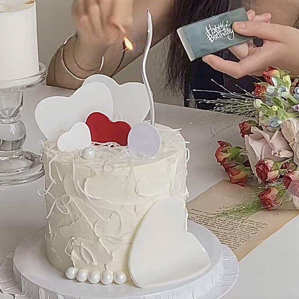 White Hearts Minimalist Cake