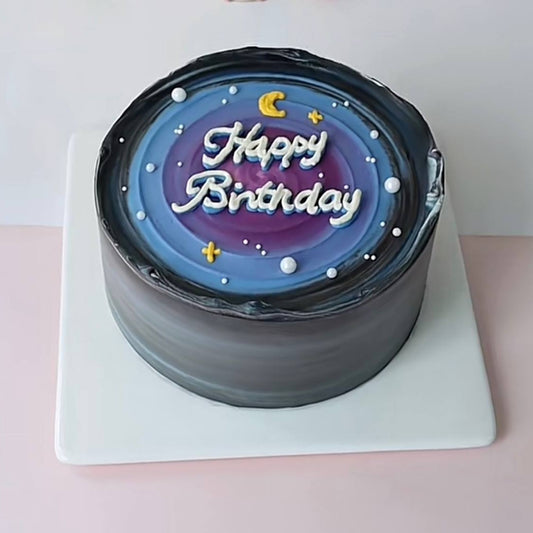 Black Starry Sky Korean Minimalist Cake