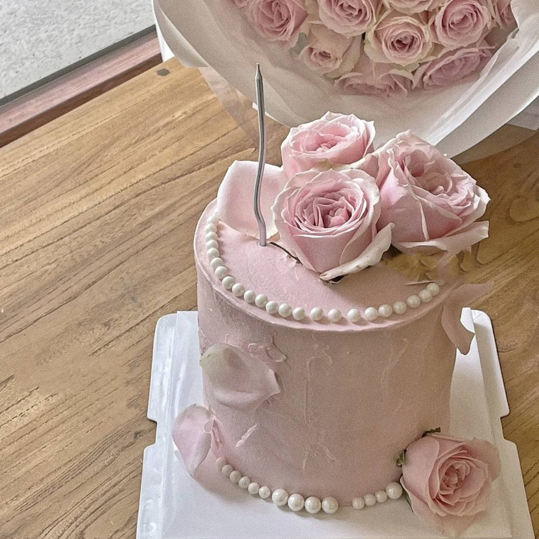 Pink Pearl Floral Princess Cake
