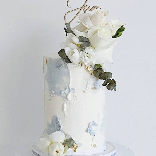 Dainty Light Blue Floral Cake