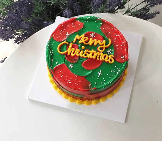 Korean Merry Christmas Abstract Cake
