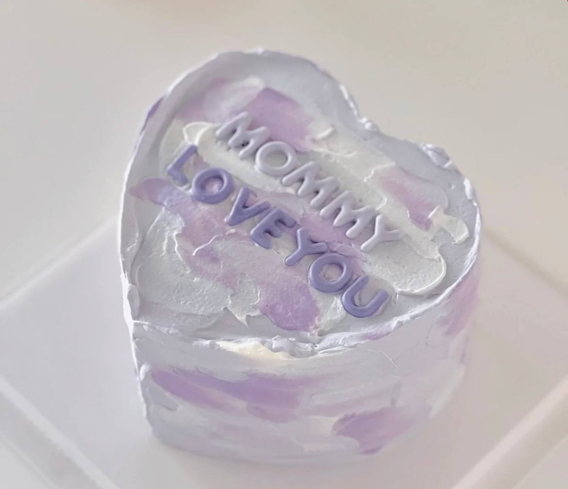 Pastel Violet Purple Heart Shaped Cake