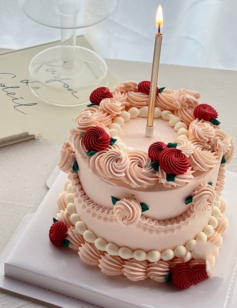 Birthday Cake | Pink Rose Vintage Cake 