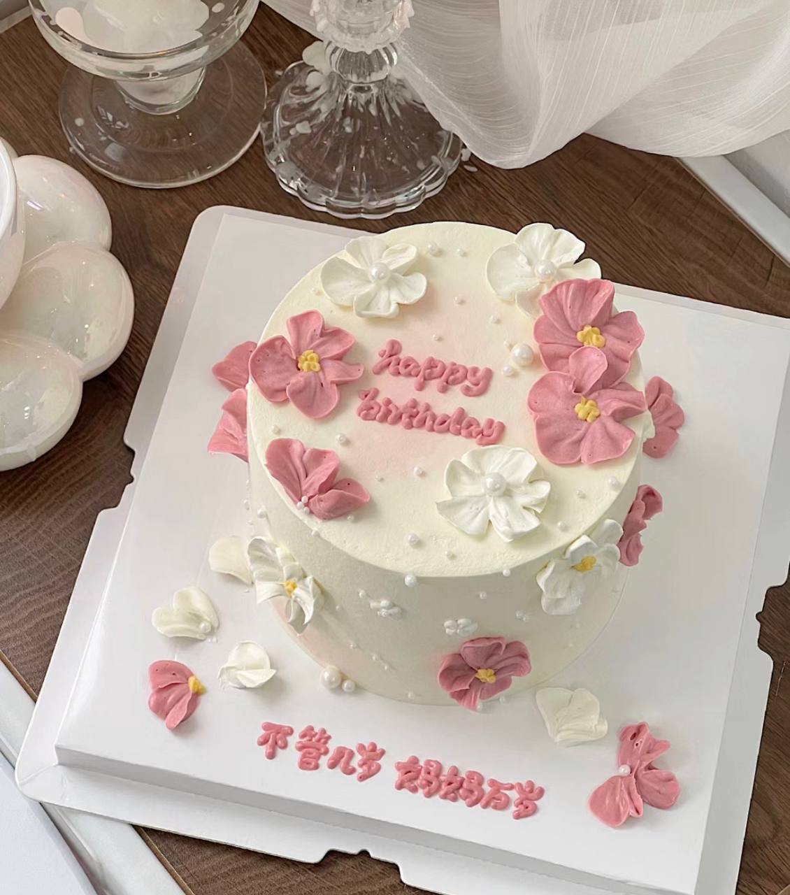 Piped Elegant Floral Buttercream Cake