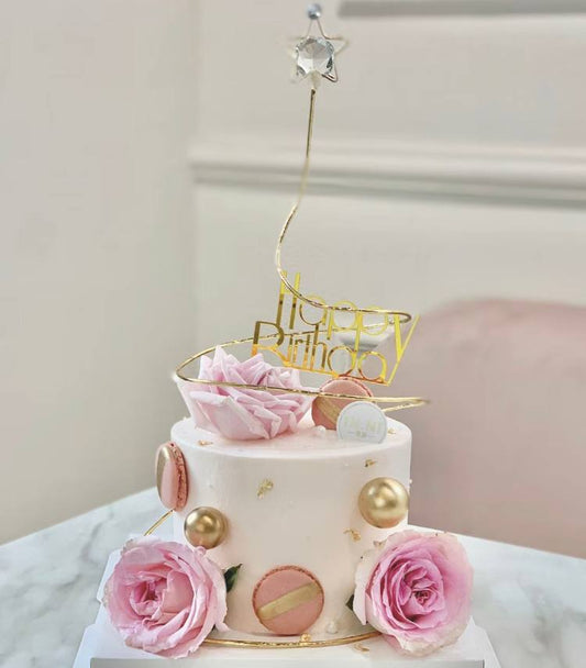 Sparkle Love Heart Cake Floral Birthday Cake