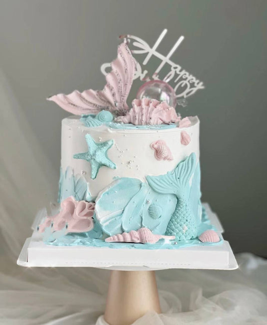 Bright Blue Mermaid Cake