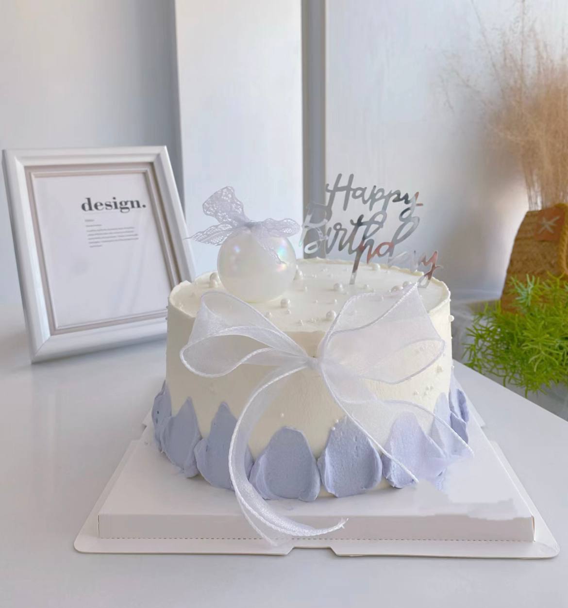 Pastel Lilac Ribbon Bubble Cake